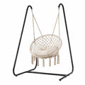 Hängesessel aus Baumwolle mit Stahlgestell, Beige, Durchmesser 80 cm