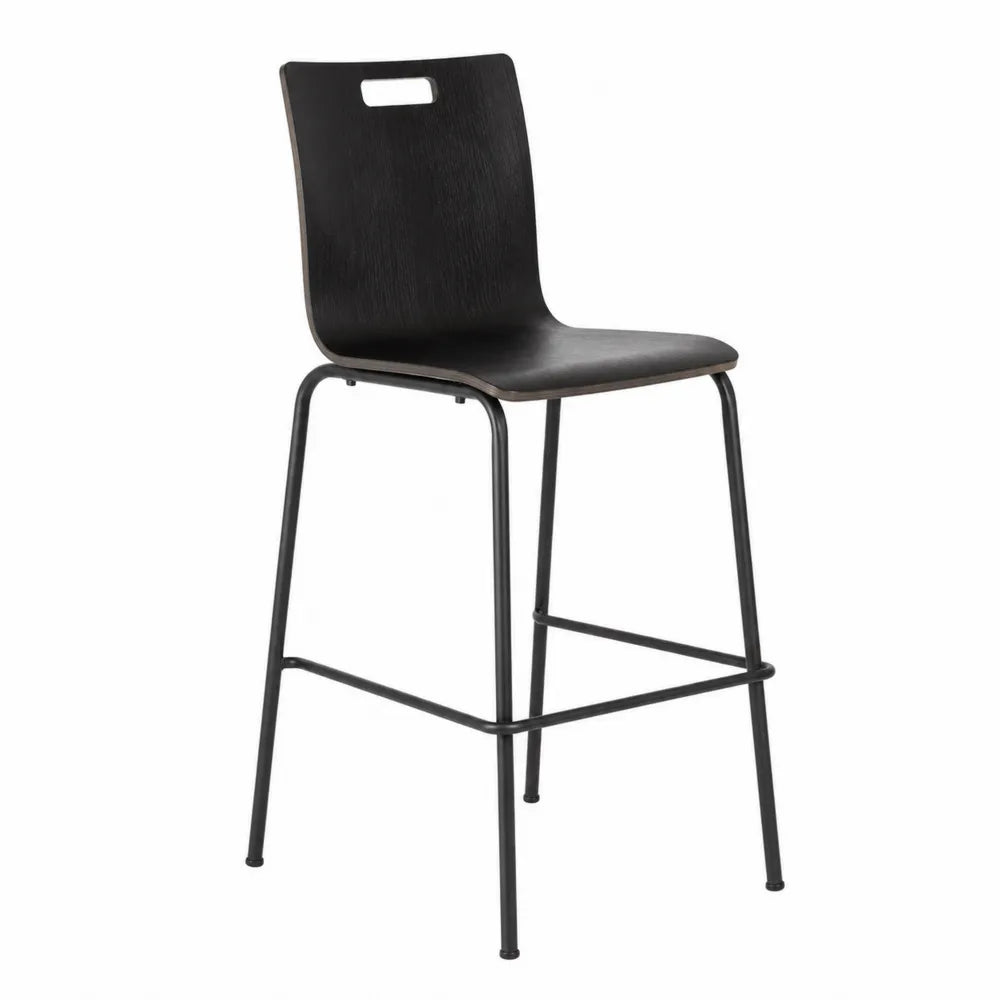 Barhocker Schwarz Metall Sperrholz Sitz
