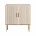 Beiges Sideboard mit Türen aus Holz und Metall 80x35x90 cm