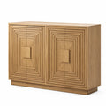 Sideboard Holz 2 Türen Eiche Massiv Hellbraun 120x40x80 cm
