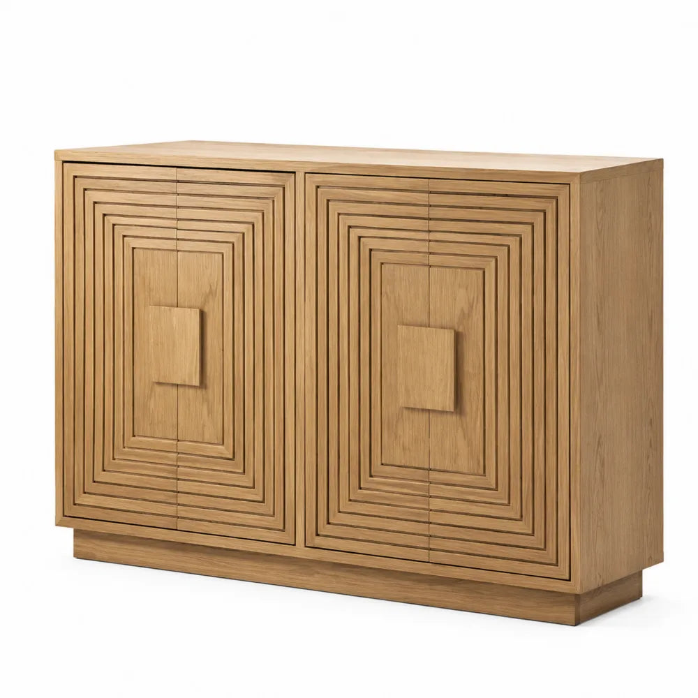 Sideboard Holz 2 Türen Eiche Massiv Hellbraun 120x40x80 cm