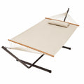 Hängematte mit Gestell Beige Segeltuch Stahl