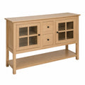 Eichenholz Sideboard mit Glastüren 120x35x85 cm