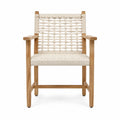 Gartenstuhl aus Teakholz mit Polypropylenseilgeflecht Beige 60 cm x 60 cm x 85 cm