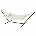 Hängematte mit Gestell Beige 300x150 cm Stahl Baumwolle