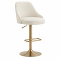 Verstellbarer Barhocker Beige Mikrofaser Stahl Basis