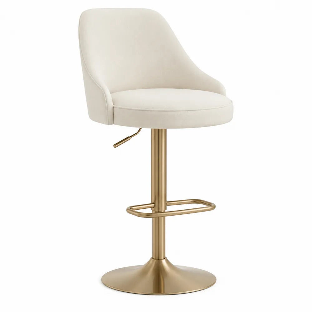 Verstellbarer Barhocker Beige Mikrofaser Stahl Basis