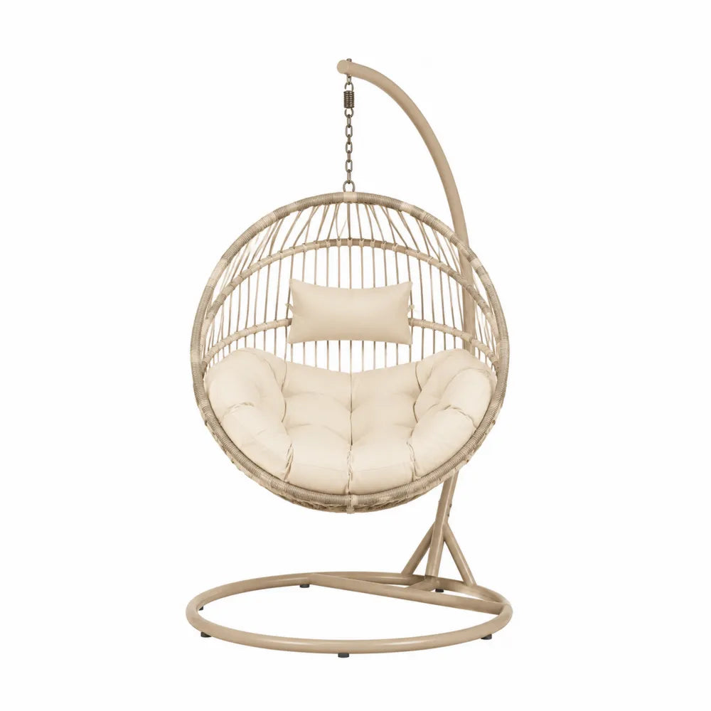 Rattan Hängesessel mit Stahlrahmen Beige