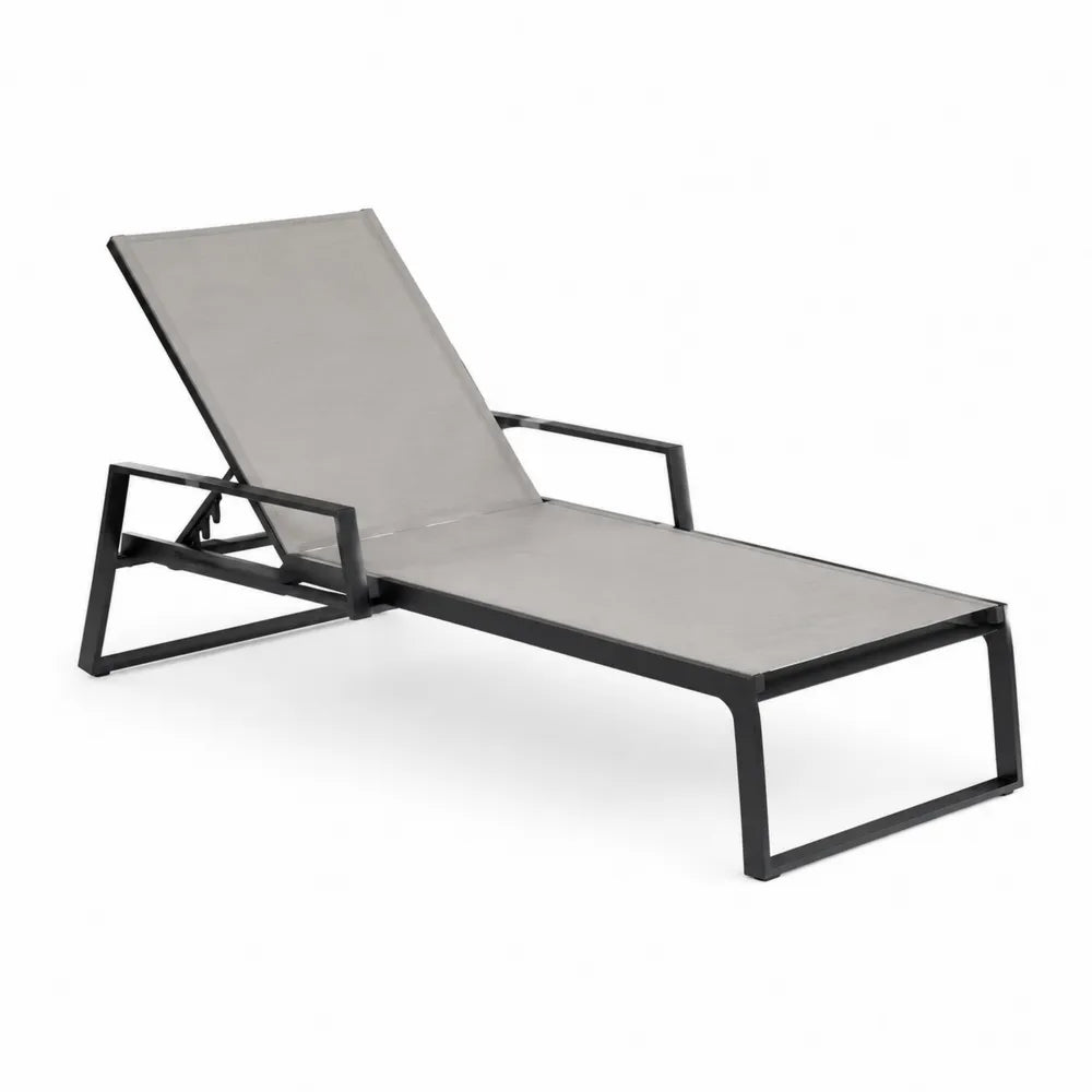 Aluminium Sonnenliege mit verstellbarem Textilene-Gewebe Grau